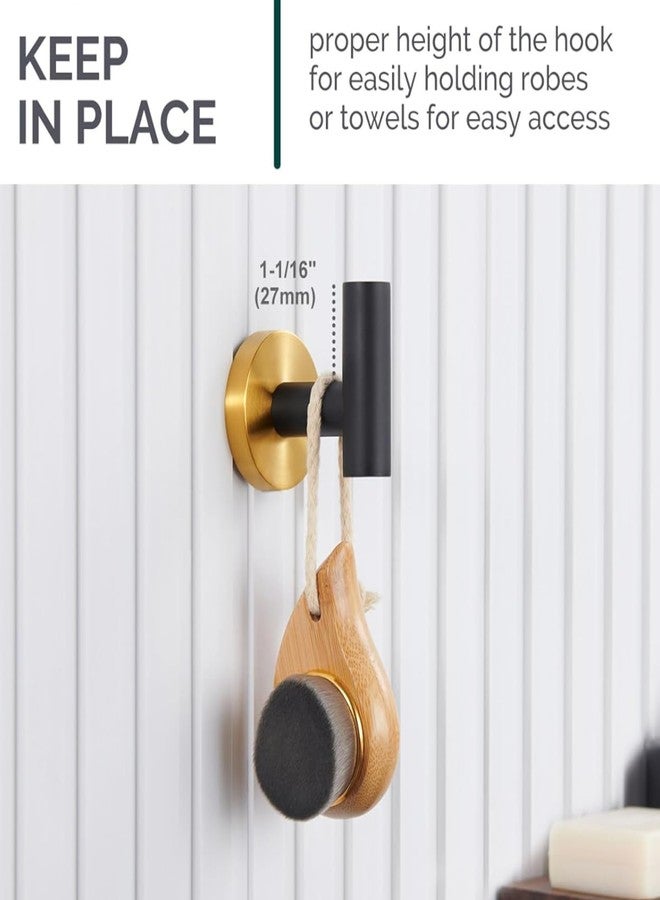 LUXIUR Wall Hooks for Hanging Strong, Cloth Hook Stand for Bathroom and Kitchen Accessories Items, SUS 304 Grade Stainless Steel Robe Hook, Door Hanger Hook, Bathroom Accessories, Black Gold, 2 Pack - Image 5